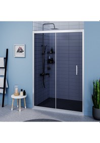 Resim Vesta D200 İki Duvar Arası 1 Sabit 1 Sürgü Duşakabin Parlak Profil Füme Cam H: 190 Cm Parlak 