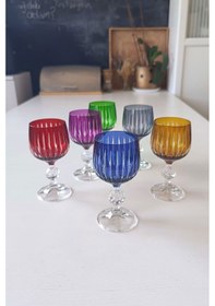 Resim Kesme Cam Beykoz 6 Adet Kahve Yanı Bardak Çok Renkli Çok Renkli 