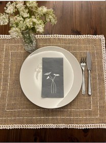 Resim Gümüş Yaldızlı Gri Havuç Çiçeği Peçete 16 Adet 