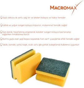 Resim Macromax Klasik Yeşil Oluklu Mutfak Süngeri 5'li 3lü paket 