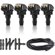 Resim Yuntech01 4'lü Ön Cam Silecek Su Sprey Ağızlıklı Set: Adaptör, Hortum Ve Başlık İçerir, Çoğu Araca Uygun, Siyah 