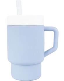 Resim Pandish Mugley Tek Kulplu Kapaklı Pipetli Silikon Alıştırma Bardağı - Mavi - Mavi / Standart 