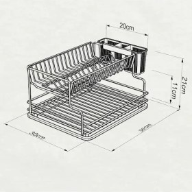 Resim Geseus Home Iki Katlı Tabaklık Bulaşıklık Krom Siyah KB005S 