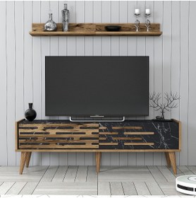 Resim Variant Mobilya Valensiya 140cm Tv Ünitesi - Ceviz / Siyah Mermer 