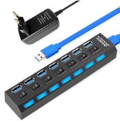 Resim Triline 7 Port Adaptörlü Usb Hub Çoklayıcı Usb 3.0 On Off Tuşlu 
