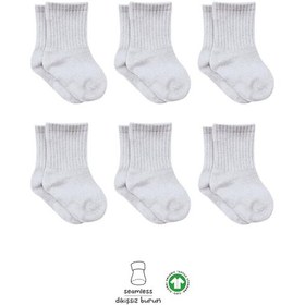 Resim Bistyle 6'lı Penye Düz Soket Çorap Bs6008 Gri Melanj 001 