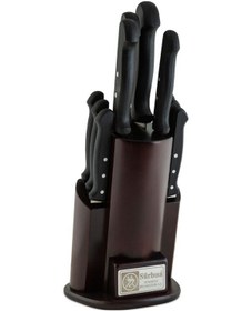 Resim Sürbısa 61504-E Eskitme Ahşaplı Mutfak Seti Pimli Sap Koyu Kahverengi 