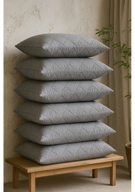 Resim Yastık Alezi Seti Pamuklu 6 Lı Kapitone Yastık Koruyucu Gri Gri 