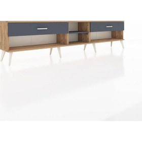 Resim Arges Tv Ünitesi Tek Raflı 2 Çekmeceli 220x30x51 Çam-antrasit Antrasıt/antrasıt - Atlas Çam 
