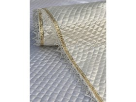 Resim Kaizen Carpet Vintage Sınırlı Üretim Özel Seri Saten Raf Örtüsü - Krem 50 cm Derinlik x 10 mt Boy Gold Su Taşı Detaylı Lüks Saten Kapitone Raf Örtüsü / Çekmece Örtüsü / Dolap İçi Örtü 