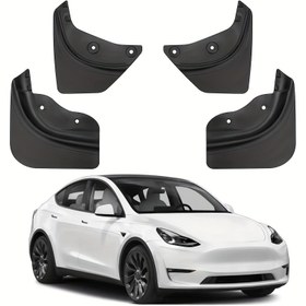 Resim For Tesla Model Y 2025 (Juniper) için Yükseltilmiş Sıçrama Koruyucu - Araç Çamur Koruma, Delme Gerektirmez, Yapışmaz, Fender & Lastik Koruma (4 adet Set), Araba için Çamur Flapları 
