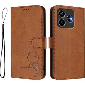Resim Zte Blade V60 Vita İçin Telefon Kılıfı Mıknatıslı Pu Deri Kartlık Tutucu Ayaklık Çevirme Kapak Rfıd Engelleme 