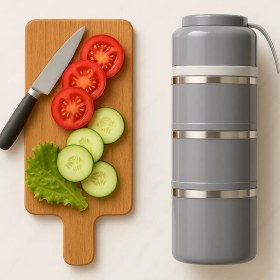 Resim Worthbuy 3 Katlı Paslanmaz Çelik Yemek Termosu 1,65 ml + Termal Çanta 