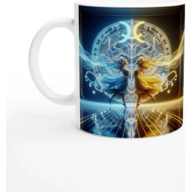 Resim Ikizler Burcu Baskılı Kahve Kupası - Zodyak Maskeli Balo Vs2 