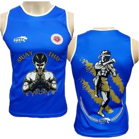 Resim Pars Muay Thai Atleti Federasyon Logolu Dijital Baskılı Mavi 