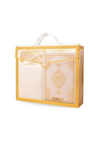 Resim Şal + Seccade + Tesbih + Kuran Hediye Seti Çanta Boy, Asetat Çanta, Beyaz 