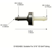 Resim Willowhaven 2 Adet 1/4'' 6.4mm Yüksek Sıvı Akış Plastik Tek Yönlü Çekvalf Endüstriyel Su Borusu 