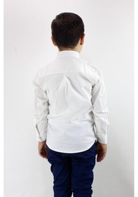 Resim Doctor Junior Erkek Çocuk Kendinden Desenli Uzun Kol Gömlek Krem Krem 
