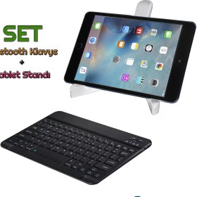 Resim Microcase iPad Pro 12.9 2018 Bluetooth Klavye 27 cm (Tr Sticker) + Tablet Standı - AL2754 