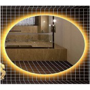Resim Global Led Mirror 40X60 cm Elips Ledli Ayna Banyo Aynası Dekoratif Ayna Boy Ayna Salon Duvar Ayna 