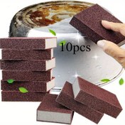 Resim Temizlik için 10-Lu Emery Sünger, Sihirli Nano Sünger Seti, Karborundum Ağır Hizmet Scrub Pads, Tencereler, Tavalar ve Pas Çıkarma için 