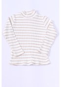 Resim Kız Çocuk Boğazlı Triko Badi Çizgili C41 Krem 