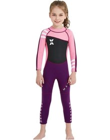 Resim Uzun Kollu Mayo Güneş Koruyucu Çocuk Dalgıç Kıyafeti Siyah Pembe Kol Xl Siyah - Pembe 