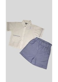 Resim Erkek Çocuk Çizgili Pijama Takımı Mavi-beyaz Mavi - Beyaz 