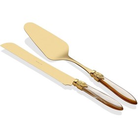 Resim RİVADOSSİ SANDRO Rivadossi Laura Oro Krem Pasta Servis Seti 