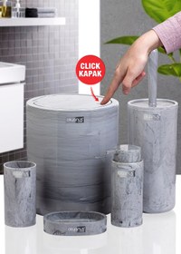 Resim Okyanus Home Yuvarlak Mermer Desenli 5'li Banyo Seti 