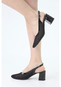 Resim Assortie Assortıe Fileli Arkası Açık Tokalı Topuklu Ayakkabı TEN RUGAN 