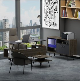 Resim lagomood Irony Maxi Ofis Takımı Antrasit Ceviz 