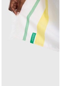 Resim Benetton Home Banyo Peştemal Havlu Çizgili Yeşil Sarı Mavi %100 Pamuk 80x165 Cm Çok Renkli 