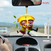 Resim Sarı Şemsiye ile Mutlu Yaşlı Çift, Araba Arka Görüş Aynası, Oturma Odası, Yatak Odası veya Pencere Dekoru için İdeal, 0.37cm/0.14in, Pencere Süsü | Canlı Tasarım | Dayanıklı Akrilik, Sevimli Araba Aksesuarları 