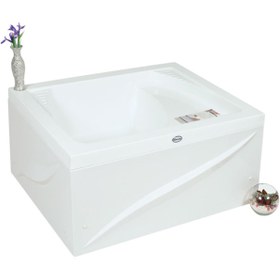 Resim Waterway Tulsa Oturmalı Mini Dikdörtgen Küvet 100x80 H:43 Gövde + Metal Ayak+ Ön Panel 