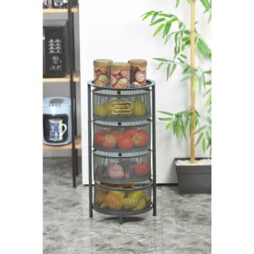 Resim Evistro 4 Katlı Metal Açılır Kapanır Paslanmaz Sebzelik Antrasit 