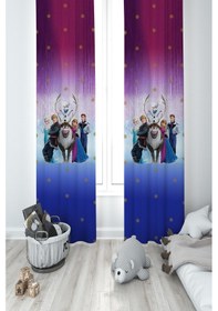 Resim Mekta Home Bebek Ve Çocuk Odası Karlar Ülkesi Mor Desenli 2 Kanat Fon Perde 