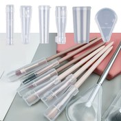 Resim 6'lı Tekrar Kullanılabilir Makyaj Fırçası Kılıfları Seti, Plastik Toz Korumalı Kapaklar, Kokusuz Taşınabilir Seyahat ve Ev Depolama Kutuları için Fırçalar 