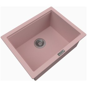 Resim Polex Cristalüx Granit Evye P-09 Pembe Tezgah Altı Ve Tezgah Üstü Kare Mutfak Evyesi 55.5x43.5 CM 