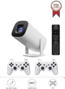 Resim Torima P30 Max Mini Beyaz Taşınabilir Retro Video Konsolu Android Akıllı Projektör Projeksiyon 