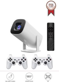 Resim Torima P30 Max Mini Beyaz Taşınabilir Retro Video Konsolu Android Akıllı Projektör Projeksiyon 