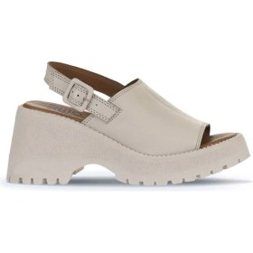 Resim Bueno Shoes Krem Deri Kadın Dolgu Topuklu Sandalet 01WY12601 01WY12601 