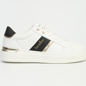 Resim Benetton Kadın Beyaz Altın Spor Ayakkabı İTHAL BNI-12074 