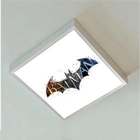 Resim Gökyüzü Panel Batman-Çocuk Avize-Lamp 60 x 60 Baskılı LED Avize- Beyaz Çerçeve-Led Işık-Kolay MONTAJ-60W 
