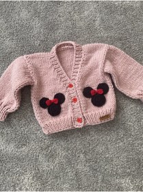 Resim NEVALİN El Örgüsü Mini Mouse Detaylı Kız Bebek Hırka 