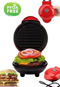 Resim Mini Elektirikli Waffle Makinesi Waffle Marker Çift Taraflı Isıtma Köfte Hamburger Izgara Makinesi 