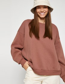 Resim Bisiklet Yaka Sweatshirt Oversize Uzun Kollu İçi Polarlı 