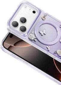 Resim CONSTRAIN - iPhone 17 Pro Max ile uyumlu Apple Kılıf Kristal Detaylı Gül Desenli Roseland MagSafe ile uyumlu Kapak - Mor 