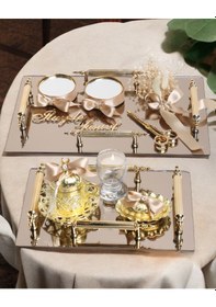 Resim Reverence Gold 4 Kulplu Söz Tepsisi Ve Damat Kahve Fincanı Gold Gold 