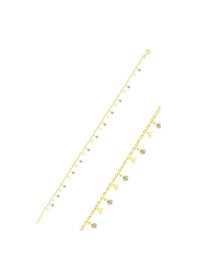 Resim Söğütlü Silver Gümüş Altın Yaldızlı Zirkon Taşlı Üçgen Pullu Halhal Gümüş - Rose Gold 